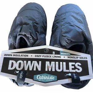 CABINISTE REI Down Mules Slippers Women’s Small 5.5-6.5 Fleece Lined Non-Slip